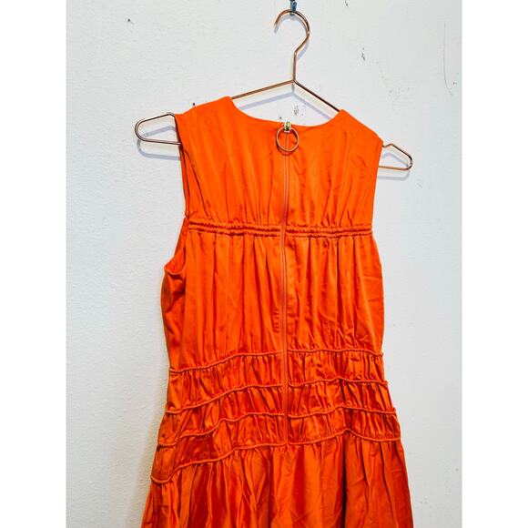 ROKSANDA x RTR Women's Orange Smocked Waist V-Neck Sleeveless Maxi Dress Size 4 - Picture 11 of 16